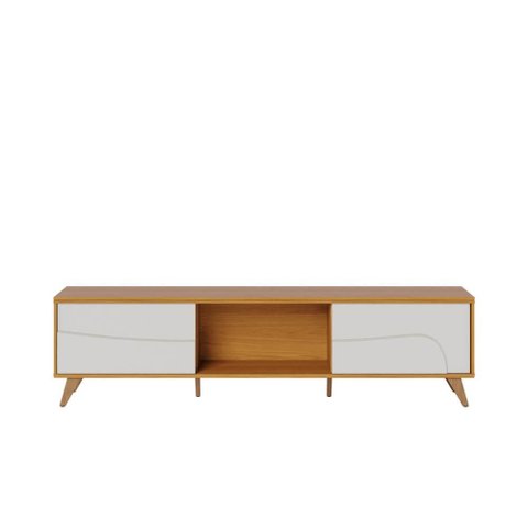 Rack Bancada Amalfi para TV até 75 Polegadas com Luz de LED - Naturale/Off White Matte