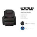 Ver mais imagens de Poltrona Do Papai Reclinável em Couro Sintético Preto Elétrica Com Massageador Modelo Colton Damie