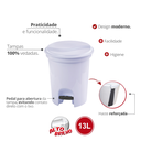 Ver imagem 2 de Lixeira Redonda com Pedal Capacidade 13 Litros Cor Branco Durín