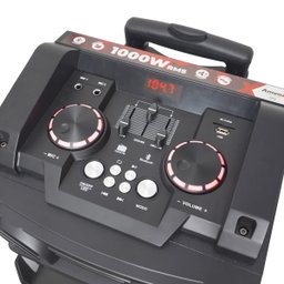 Caixa Som Amplificada Bluetooth 1000W Rms 2 Sub Mp3 Fm Usb Led Bivolt Tws Microfone ACA 1002 Trovã - 4