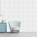 Ver imagem 2 de Kit 15 Painel Adesivo 3D Revestimento Parede Pétalas Branco
