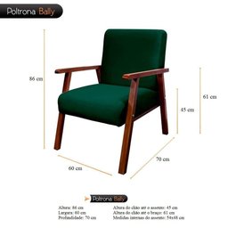 Poltrona de Luxo Bally Bally Envio Rápido Tecido Verde - Wd Decor - 2