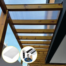 Kit Policarbonato Cristal 4mm 2,00m X 2,00m - Perfis Bronze - 2