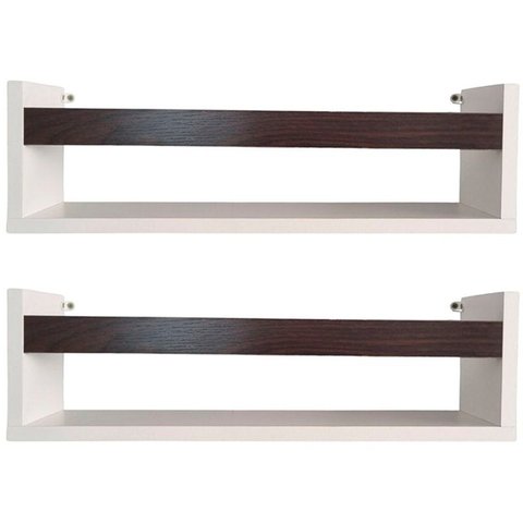Kit 2 Prateleira para Livros 65cm Branco Trava Marrom Tabaco