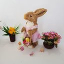 Ver imagem 2 de Coelha em Palha Natural com Vestido Rosa 37cm