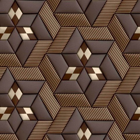 Papel de Parede Geométrico Estofado Marrom - 2,50x0,50m