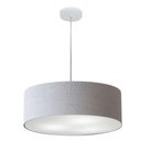 Ver imagem 1 de Lustre Pendente Cilíndrico Vivare Md-4254 Cúpula em Tecido 45x15cm - Bivolt Rustico-cinza 127/220v
