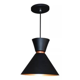 Pendente Luminária Cone Berlin Preto com Cobre - 1