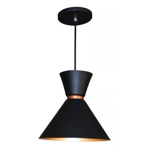 Pendente Luminária Cone Berlin Preto com Cobre