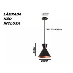Pendente Luminária Cone Berlin Preto com Cobre - 4