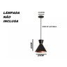 Pendente Luminária Cone Berlin Preto com Cobre - 4