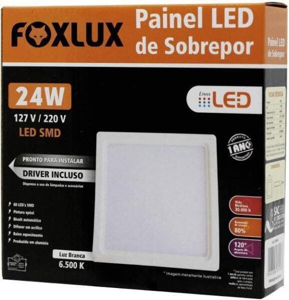 Painel Led De Sobrepor – Luz Branca (6500K) 24W Bivolt Aut - 2