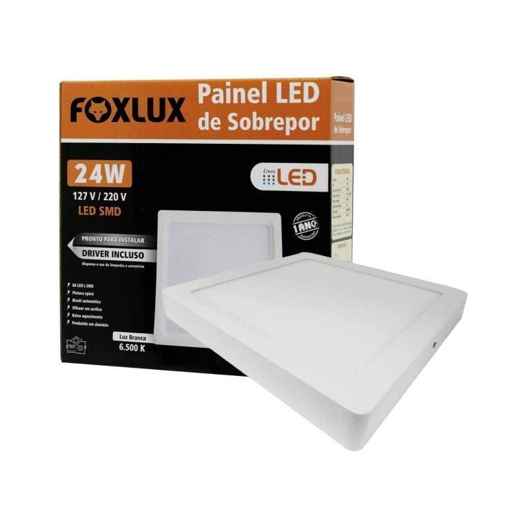 Painel Led De Sobrepor – Luz Branca (6500K) 24W Bivolt Aut