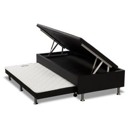 Cama Box Bau Solteiro com Auxiliar Semi Ortopedica Corino 78x188:branco - 3