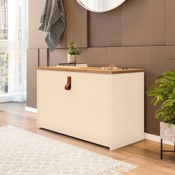 Sapateira Organizadora de Sapato Basculante Hall Entrada - Off White / Freijo - 3