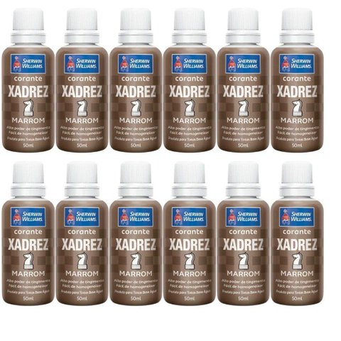 Corante Líquido Xadrez Sherwin Williams 50ml 12 Peças Marrom
