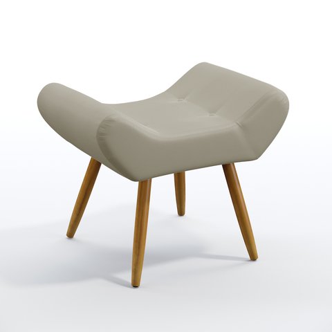 Puff Polar / Couro Artificial Bege