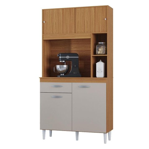 Armário para Cozinha Kit Duda 90 cm Cinamom Off White - Poquema