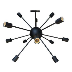 Luminária Pendente Sputnik Átomo 80Cm Preto 12 Lâmpadas