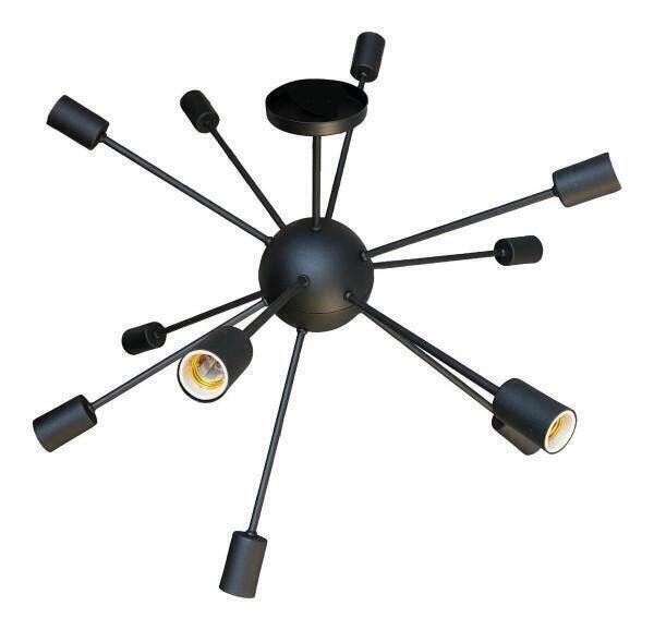 Luminária Pendente Sputnik Átomo 80Cm Preto 12 Lâmpadas - 2