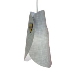 Luminária Pendente Revestida Tecido Cinza E Branco Envelope - 1
