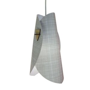 Luminária Pendente Revestida Tecido Cinza E Branco Envelope