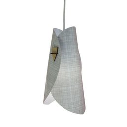 Luminária Pendente Revestida Tecido Cinza E Branco Envelope - 3