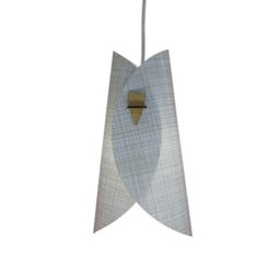 Luminária Pendente Revestida Tecido Cinza E Branco Envelope - 4