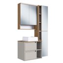 Ver imagem 2 de Conjunto Banheiro Gabinete com Cuba/Espelheira/Armários/LED 96cm Multimóveis Crpro-CON032 Mel/