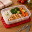 Ver imagem 5 de Kit 5 Potes Marmitas 700ml Hermetico Retangulares Vasilha Fitness Porta Alimentos Microondas Freezer