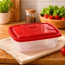 Ver imagem 2 de Kit 5 Potes Marmitas 700ml Hermetico Retangulares Vasilha Fitness Porta Alimentos Microondas Freezer