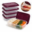 Ver imagem 1 de Kit 5 Potes Marmitas 700ml Hermetico Retangulares Vasilha Fitness Porta Alimentos Microondas Freezer