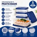 Ver imagem 6 de Kit 5 Potes Marmitas 700ml Hermetico Retangulares Vasilha Fitness Porta Alimentos Microondas Freezer