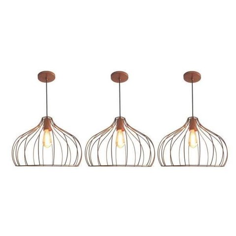Kit 3 Lustres Aramado Onion Ø42x25cm Cobre Retrô Md8026