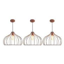 Kit 3 Lustres Aramado Onion Ø42X25Cm Cobre Retrô Md8026 - 1