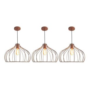 Kit 3 Lustres Aramado Onion Ø42X25Cm Cobre Retrô Md8026