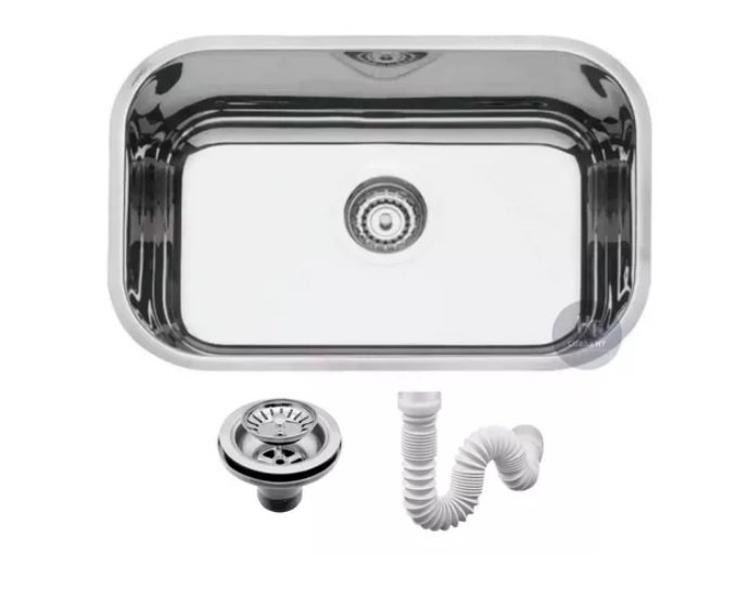 Cuba Inox Auto Brilho N2 56x34x14 com Valvula e Sifao - 2