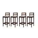 Ver imagem 2 de Kit 4 Banquetas Madeira Imbuia Barzinho com Encosto Estofado:Imbuia com Linho Cru