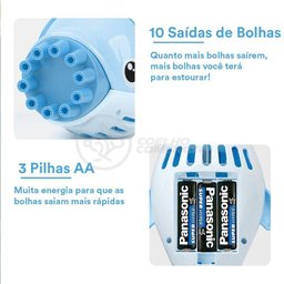 Kit 1 Golfinho Bolha Sabão Criança Infantil+ 3 Pilha Azul 7 - 1