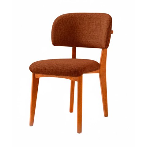 Cadeira de Jantar Lina Tricô Terracota Madeira Mel - Ooca Móveis
