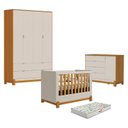 Ver imagem 1 de Quarto de Bebê 4 Portas com Cômoda Sapateira Lótus Liso Areia Savana e Berço Americano Lótus Liso Ar