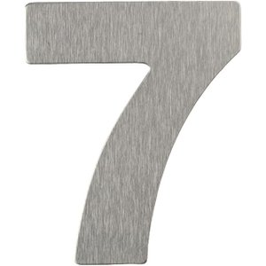 Número Residencial de Alumínio Escovado com Adesivo, 7 (sete), Cor Prata, Linha Primafer, Atlas.