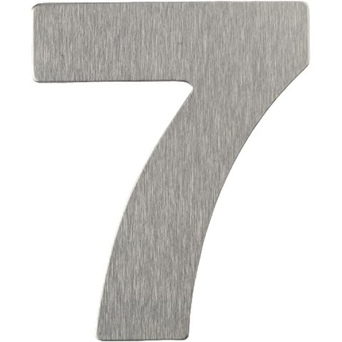 Número Residencial de Alumínio Escovado com Adesivo, 7 (sete), Cor Prata, Linha Primafer, Atlas.