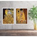 Ver imagem 1 de Kit 2 Quadros Obras Clássicas de Gustav Klimt 45x34cm:moldura Branca