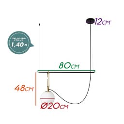 Pendente Bella Iluminação Mob Bola Dourado 1 Lâmpada 80cm - 7 Pendente Bella Iluminação Mob Bola Dourado 1 Lâmpada 80cm - 7