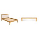 Ver imagem 2 de Kit Cama de Casal em Madeira Maciça com Cabeceira Estofada Bento e Banco Madeira Maciça Yescasa Bege/Amendoa