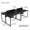 Ver imagem 7 de Estação de Trabalho Mesa Industrial 4 Lugares C Gav Netmobil - Preto