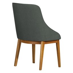 Kit 4 Cadeiras de Jantar Estofada Elisa Anatômica Linho Chumbo Base Madeira Maciça Mel - 5