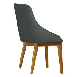 Kit 4 Cadeiras de Jantar Estofada Elisa Anatômica Linho Chumbo Base Madeira Maciça Mel - 4