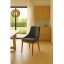 Ver imagem 1 de Kit 4 Cadeiras de Jantar Estofada Elisa Anatômica Linho Chumbo Base Madeira Maciça Mel